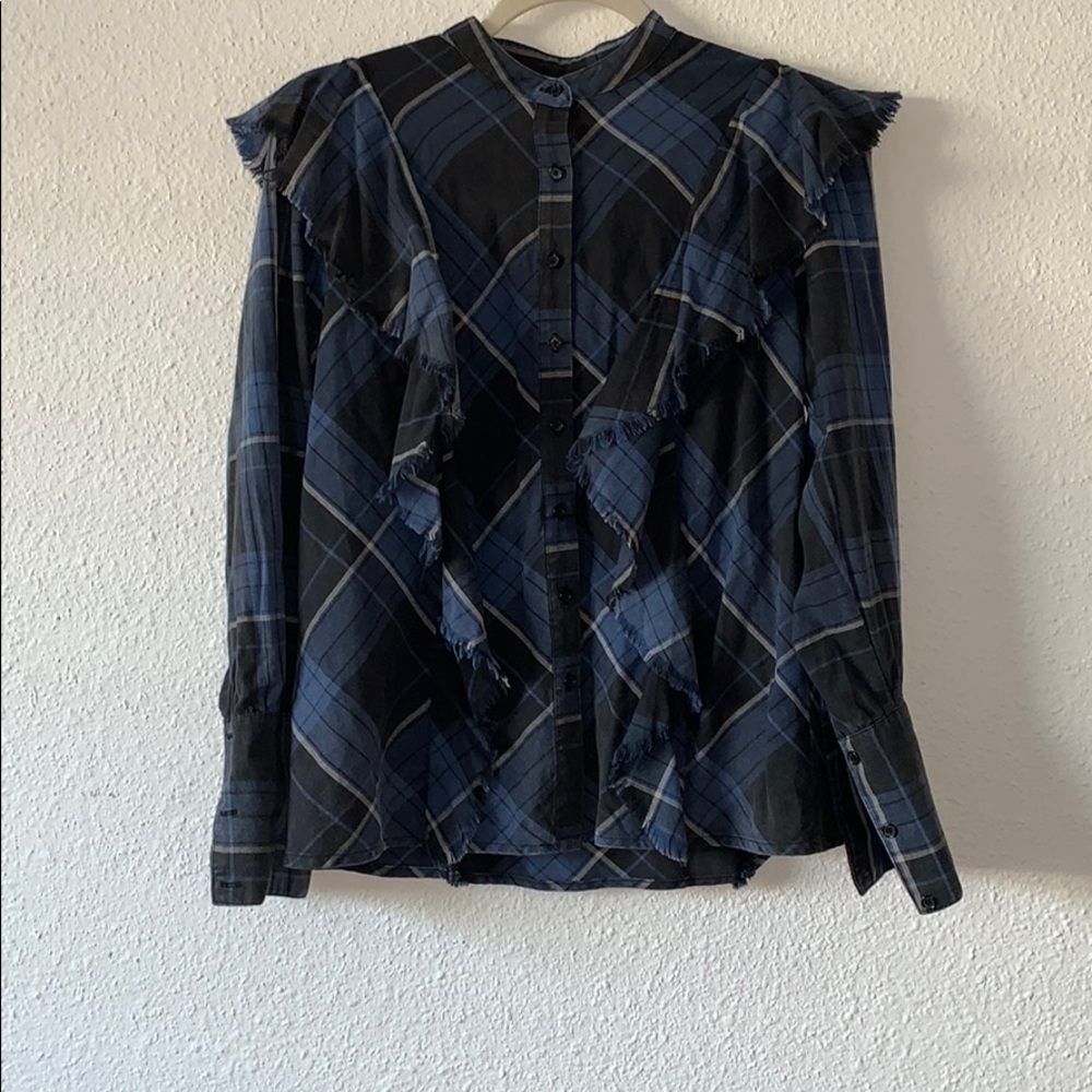 Multicolor plaid button down long sleeve shirt